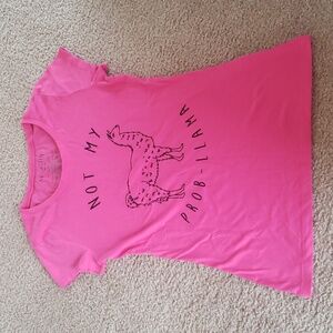 NWOT M Wound Up not my prob llama alpaca short sleeve t-shirt pink